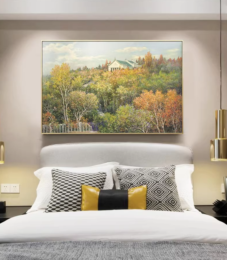 Original Oil Painting "Autumn Mood" by Meritorious Artist Shin Seong-cheol | Hand-Painted Autumn Landscape Wall Art 12730