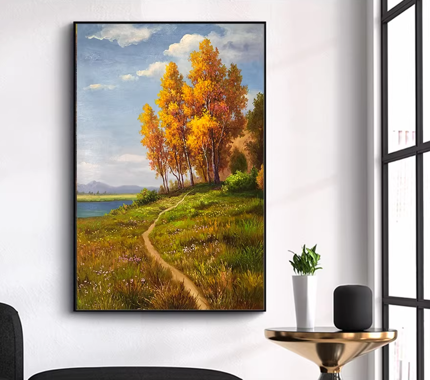 Original Oil Painting "Golden Leaves Covering the Forest" by First-Class Artist Kim Cheol-jun | Hand-Painted Autumn Landscape Wall Art 12937