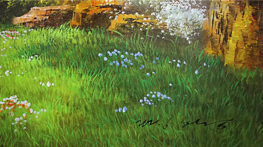 Original Oversized 3-Meter Oil Painting "Picturesque Landscape" by First-Class Painter Wang Guangguo – Collectible Hand-Painted Mountain Landscape Art 6995
