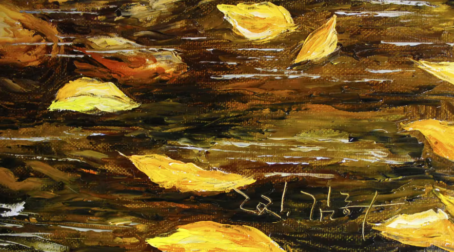 Original Oil Painting "Autumn" by DPRK First-Class Artist Kim Jong Soo – Collectible Hand-Painted Autumn Landscape Art G1991