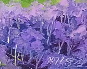 Original Oil Painting "Purple Grove" by Meritorious Painter Kim Young Chul – Collectible Hand-Painted Impressionist Landscape Art 9447