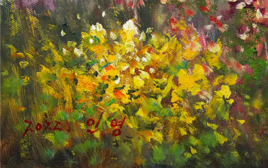 Blooming Garden Landscape Oil Painting by In Young 8053