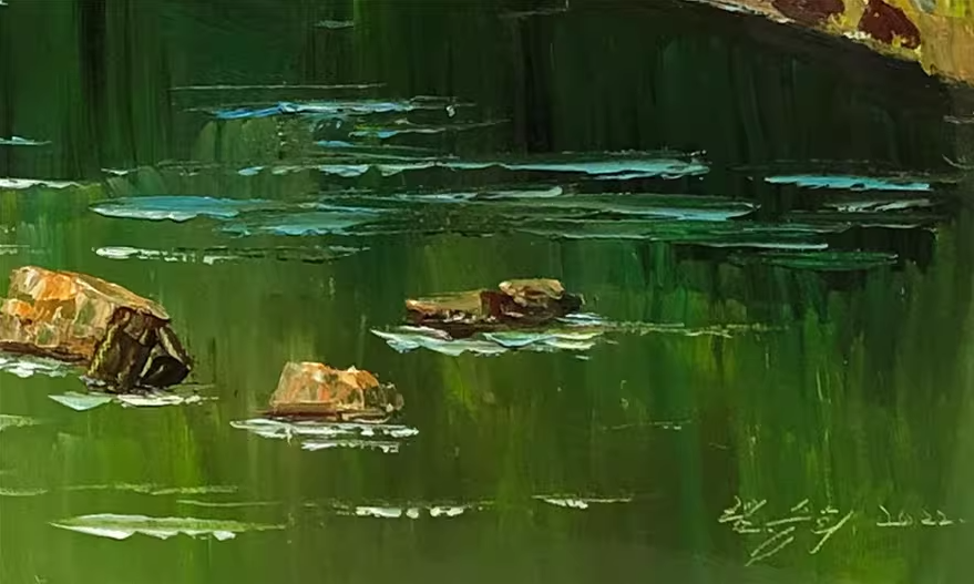 Forest Lake Oil Painting by Lim Seung Hee | Original Impressionist Landscape Art 9098