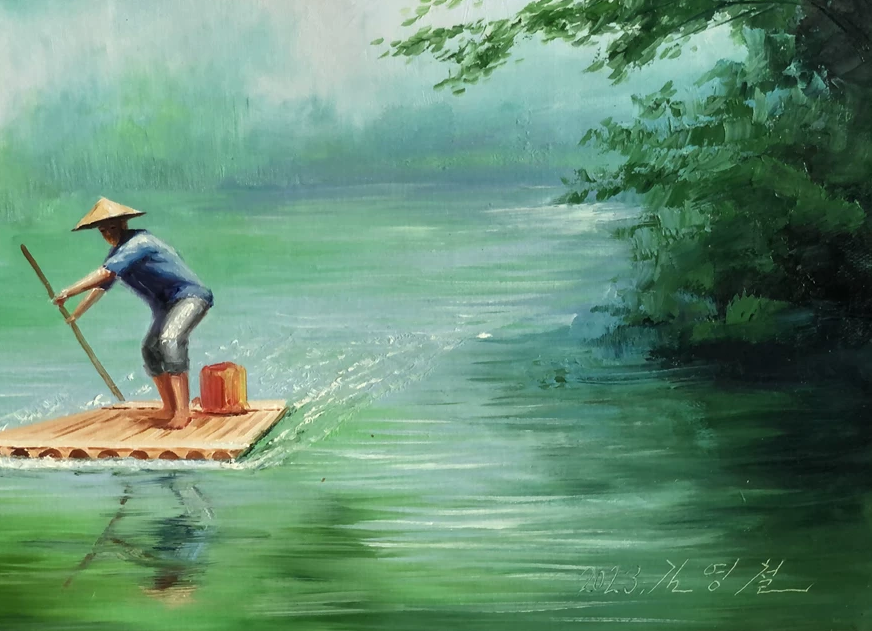 "The Verdant Journey" – Original Impressionist Realistic Oil Painting by Merited Artist 13670
