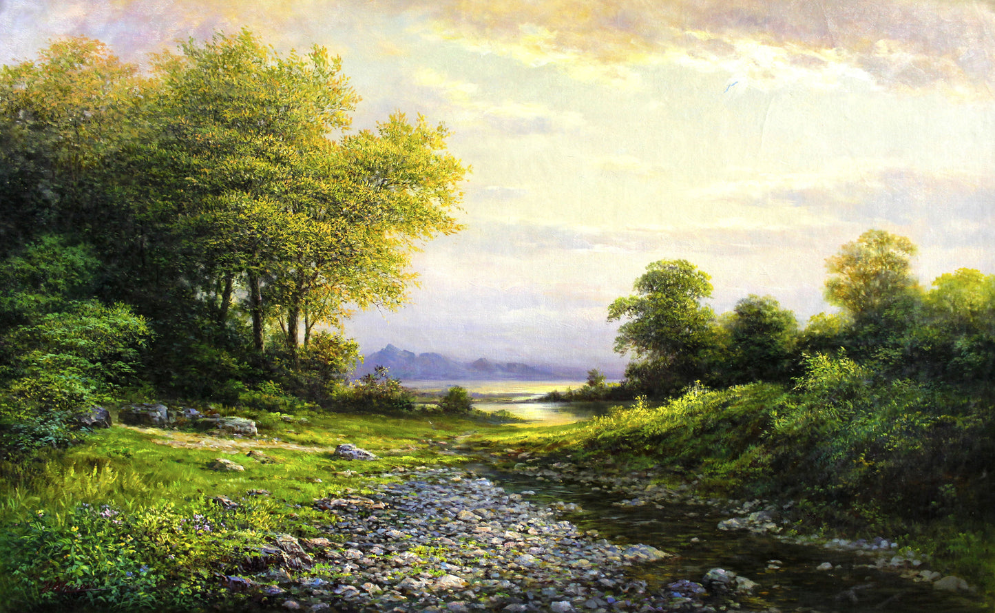 Mountain River Landscape Oil Painting by Jeon Guk Cheon 109
