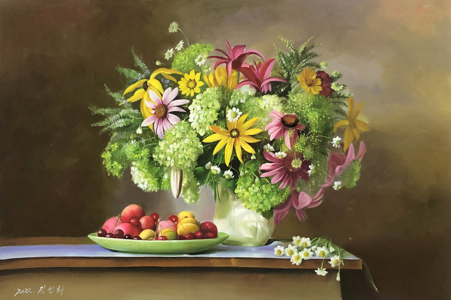 "The Abundance of Spring and Autumn" - Original Fine Art Still Life Oil Painting by First-Class Artist Kim Sun-hwa | 90x60cm Hand-Painted Premium Canvas Masterpiece 11146