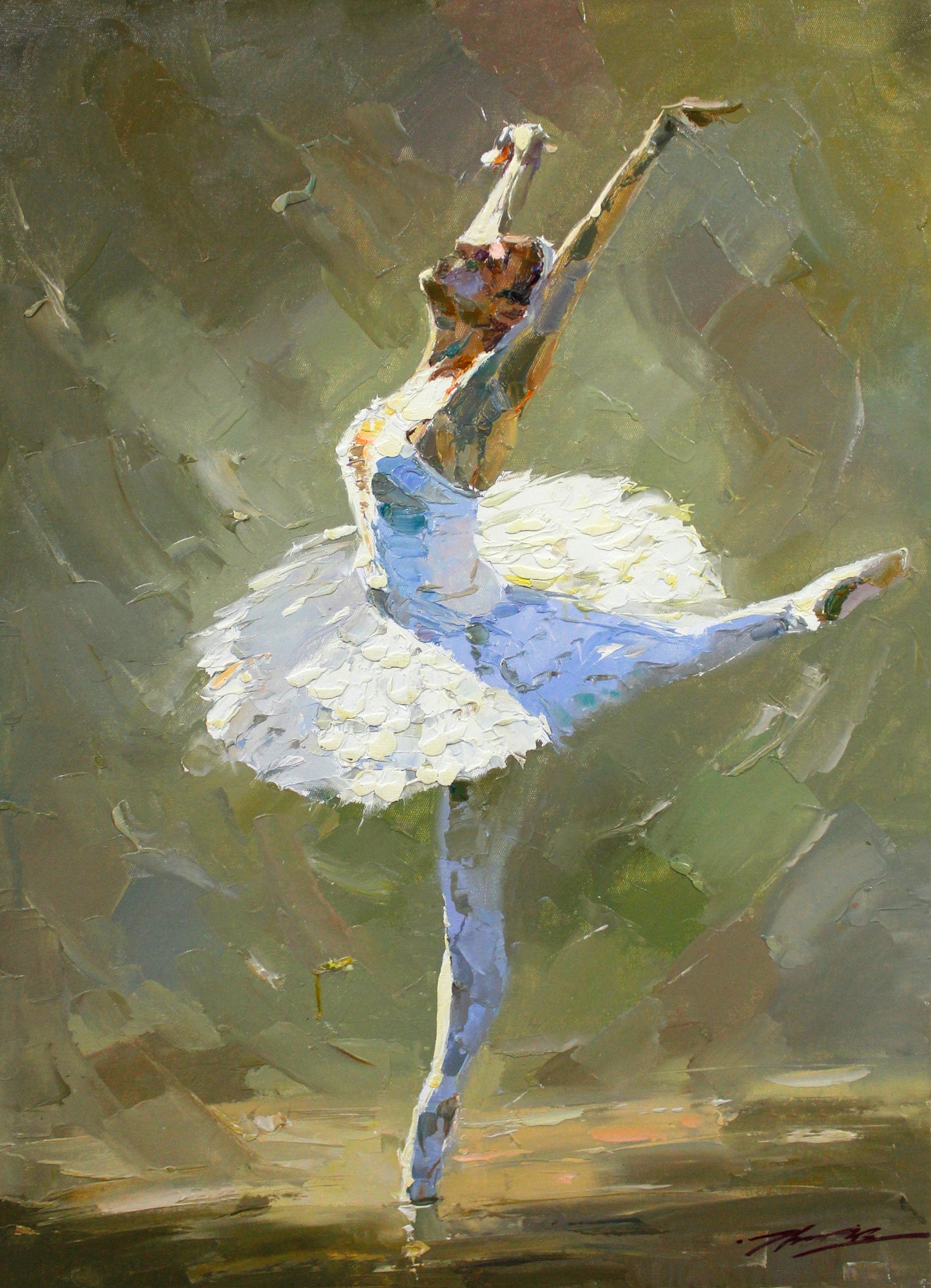 Original Oil Painting – Ballerina | Hand-Painted Impressionist Dancer Figurative Art by Kim Young Chul 1175