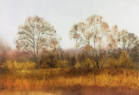 Original Oil Painting – Field | Hand‑Painted Impressionist Autumn Field Landscape Art by Kim Jong Su  11882