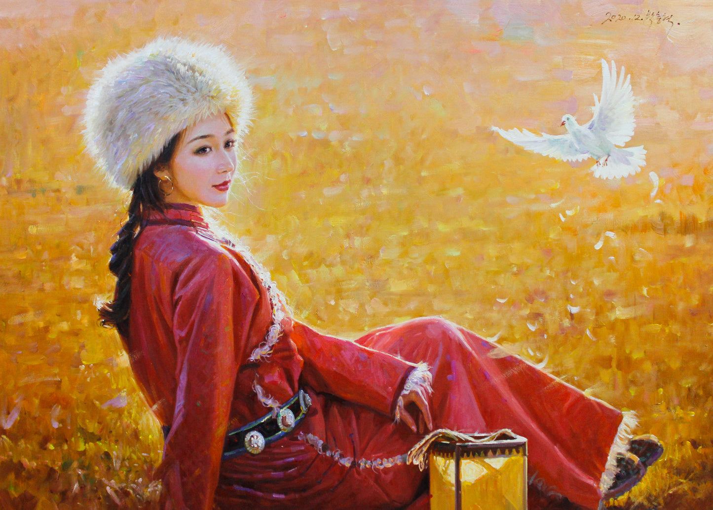 Mongolian Beauty Portrait Oil Painting by Park Jong Hyuk 1213