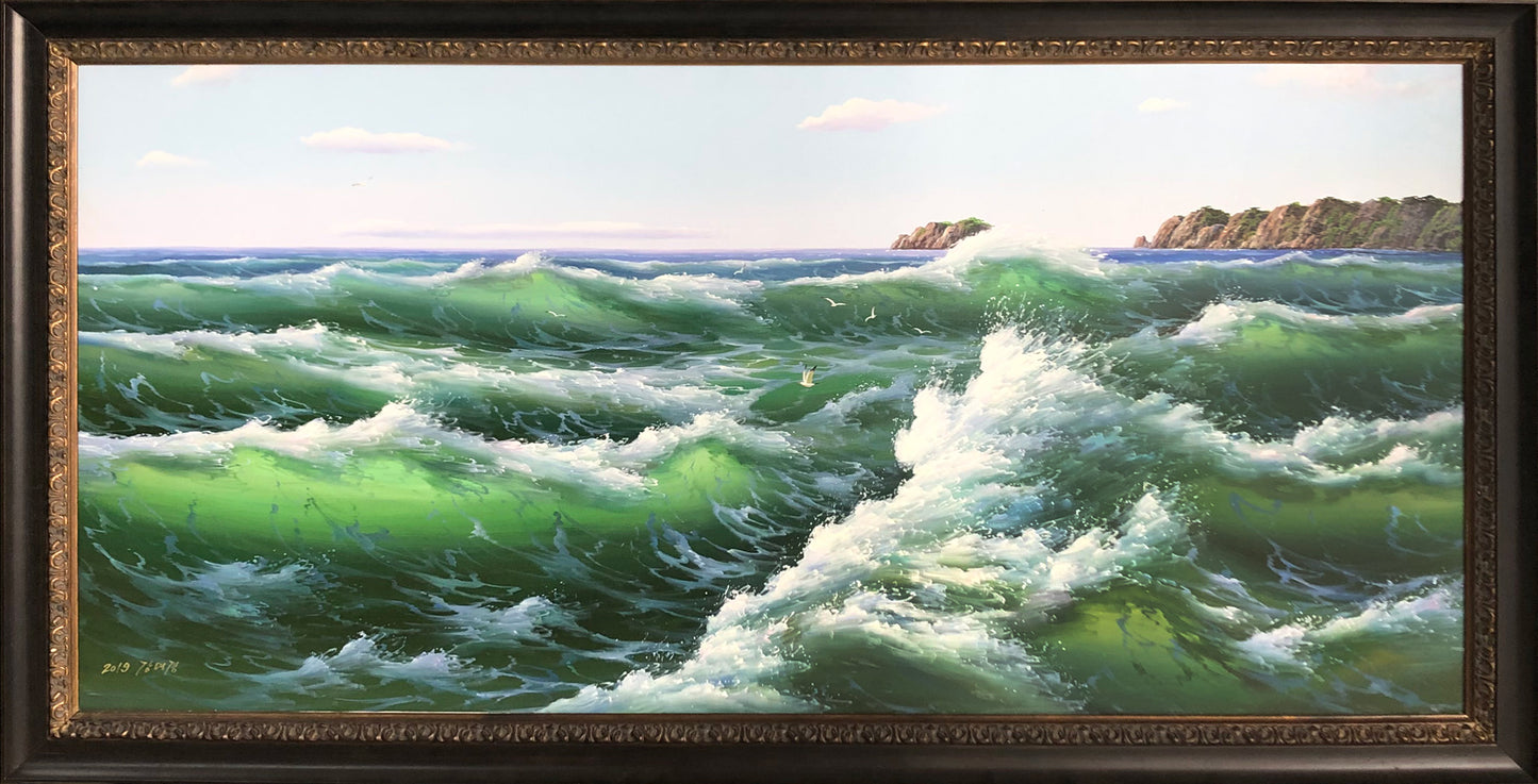 "The Great Surge" – Original 1.8-Meter Grandscape Ocean Waves Oil Painting by Merited Artist Kang Dae Kyung 15155