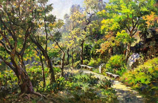"Sun-Drenched Pathway" – Original Impressionist Realistic Oil Painting by Master Li Changfan 15579