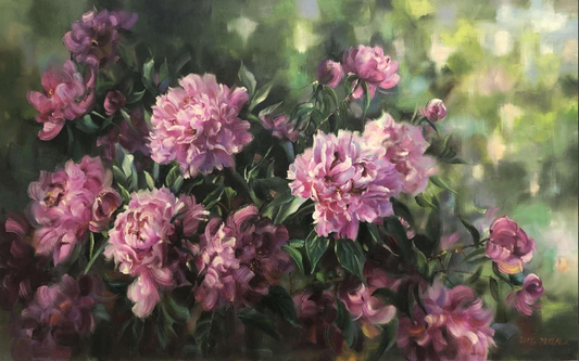 Original Oil Painting "Peonies" by First-Class Painter Ji Yanxin – Collectible Hand-Painted Floral Art 15960