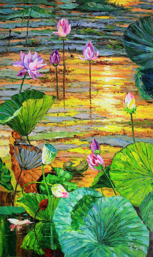 Lotus Floral Oil Painting by Song Young Hae 1765