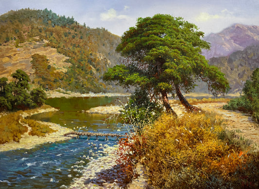 Original Hand-Painted River Landscape Oil Painting by Kim Seung Jin | First-Class North Korean Artist 18799
