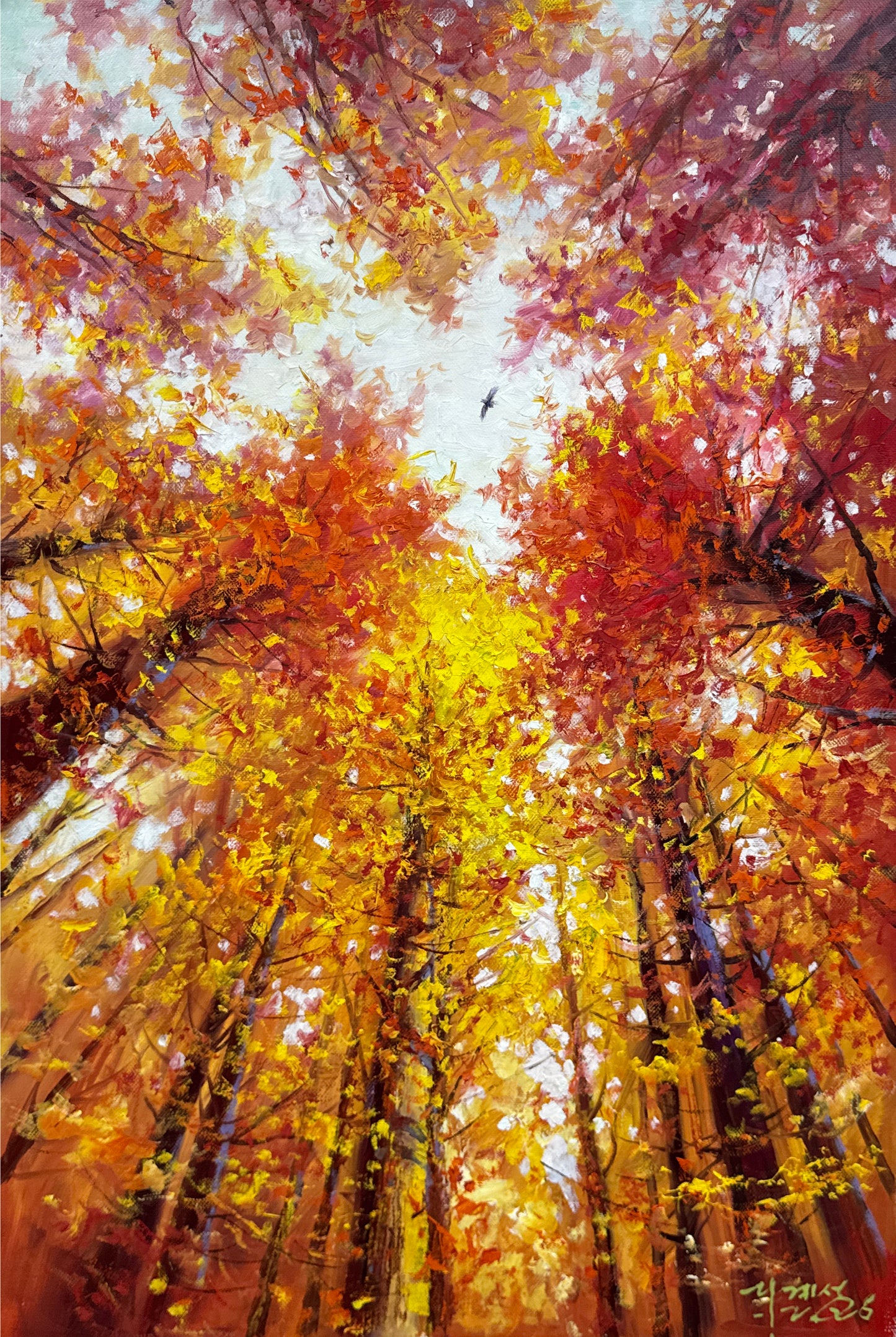 Autumn Maple Forest Oil Painting by Li Jicheng 19752