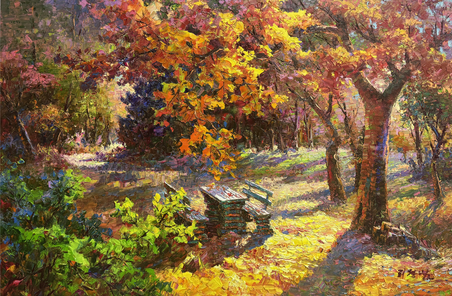 Warm Autumn Forest Oil Painting by Li Changfan 19787