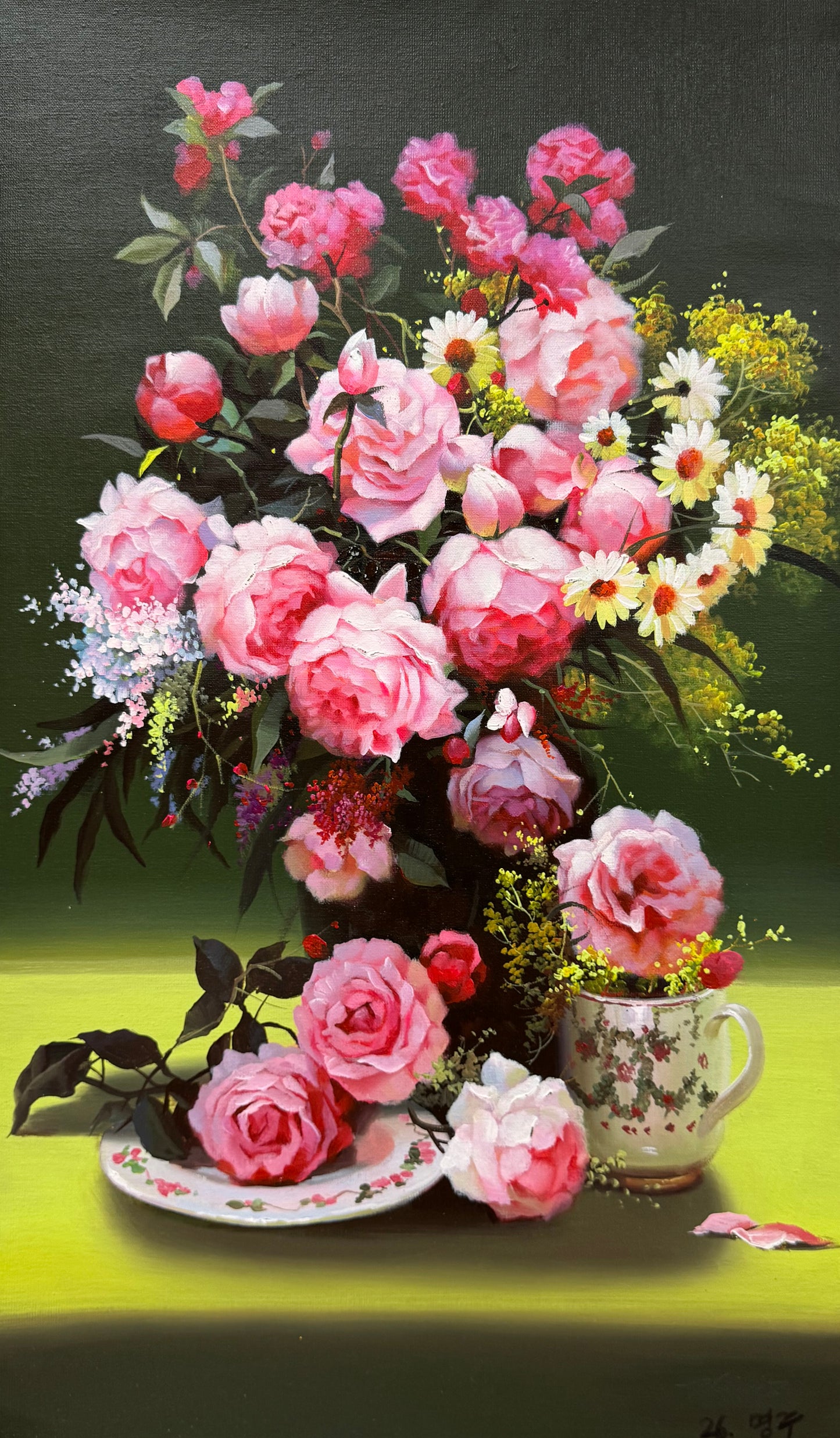 Myung Soo “Fragrance Filling the Room” Rose Still Life Oil Painting | Fine Art Decor 19886