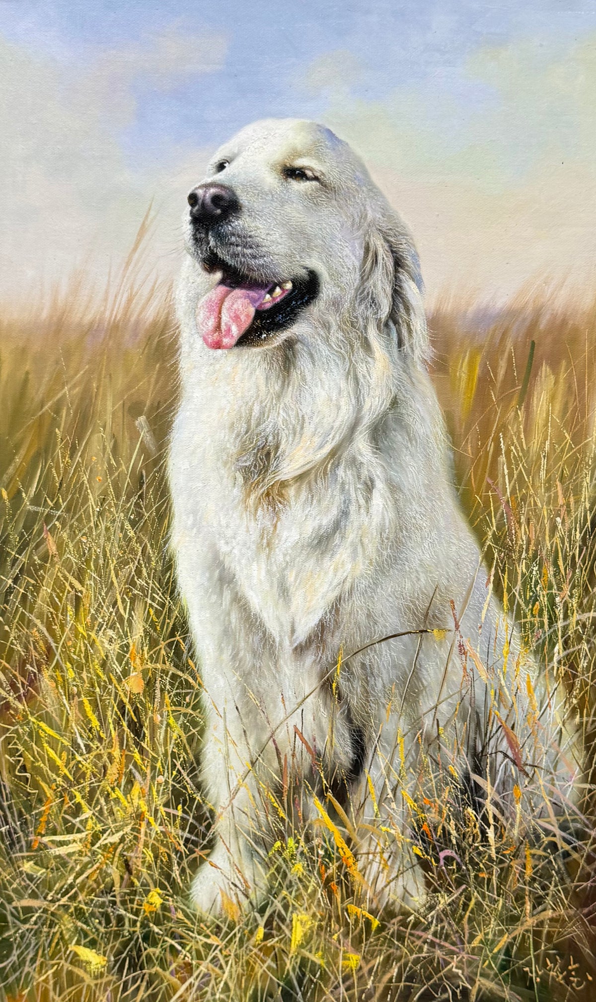 Original Labrador Retriever Oil Painting by Zhang Zhexun 19888
