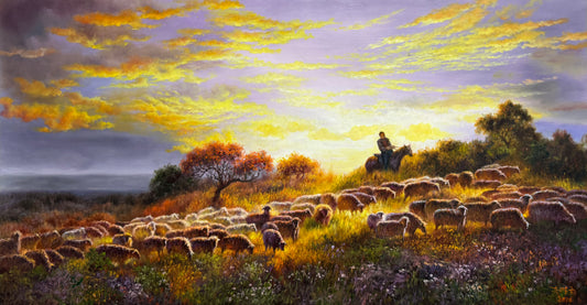 Grassland Song Oil Painting by Yu Ming Guo | Original Landscape Oil Painting Hand Painted Artwork 19919