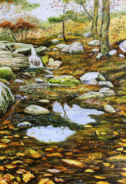 Original Oil Painting "Autumn" by DPRK First-Class Artist Kim Jong Soo – Collectible Hand-Painted Autumn Landscape Art G1991
