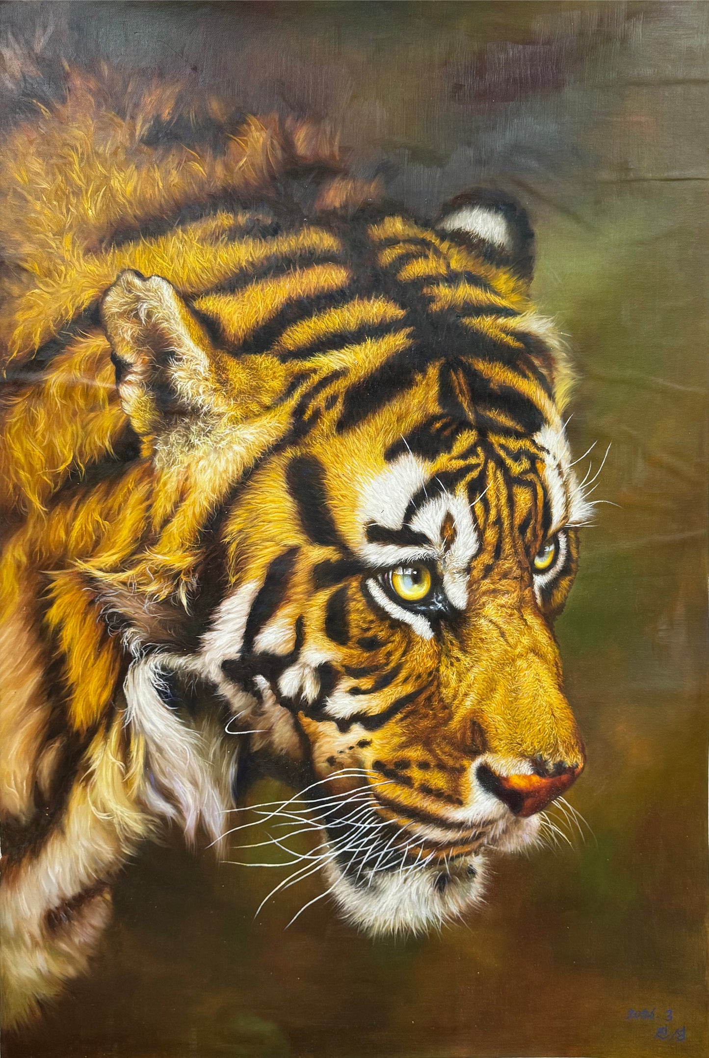 Original Hand-Painted Tiger Oil Painting by Chen Cheng | Wildlife Animal Art Collection 19929