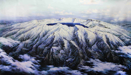 Original Oil Painting "Heaven Lake" by First-Class Painter Zheng Hao – One-of-a-Kind Hand-Painted Mountain Landscape Art 5781