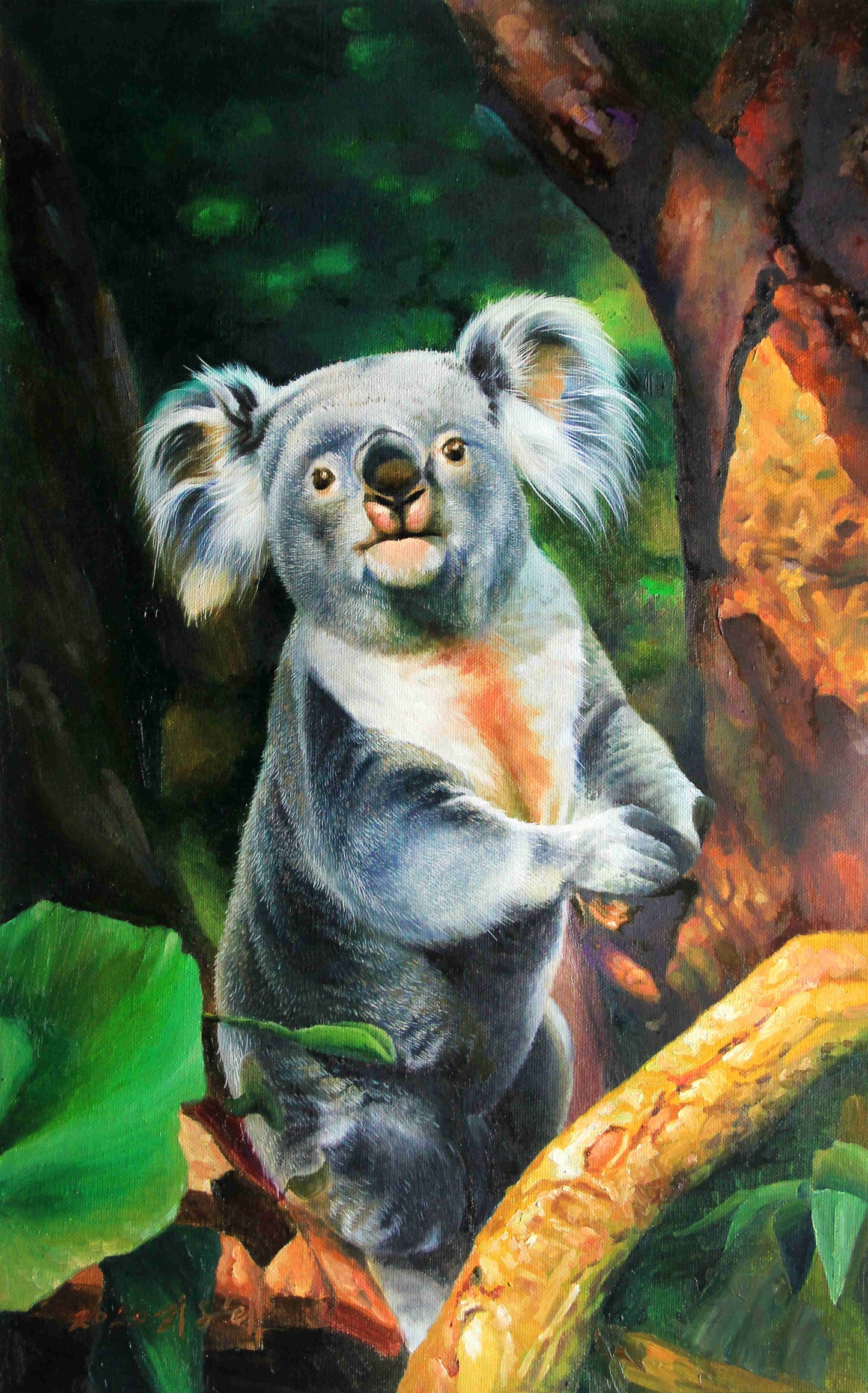 Original Oil Painting – Koala | Hand-Painted Hyper-Realist Wildlife Art by Ri Ok Hui 6484