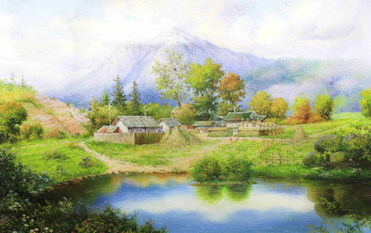 "The Pastoral Sanctuary" – Original Landscape Oil Painting by Master Artist Zhe Guo 6495