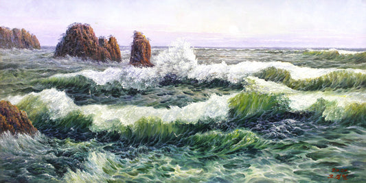 Original Oil Painting "Blue Sea and Sky" by First-Class Painter Oh Sung Il – One-of-a-Kind Hand-Painted Seascape Art 7743