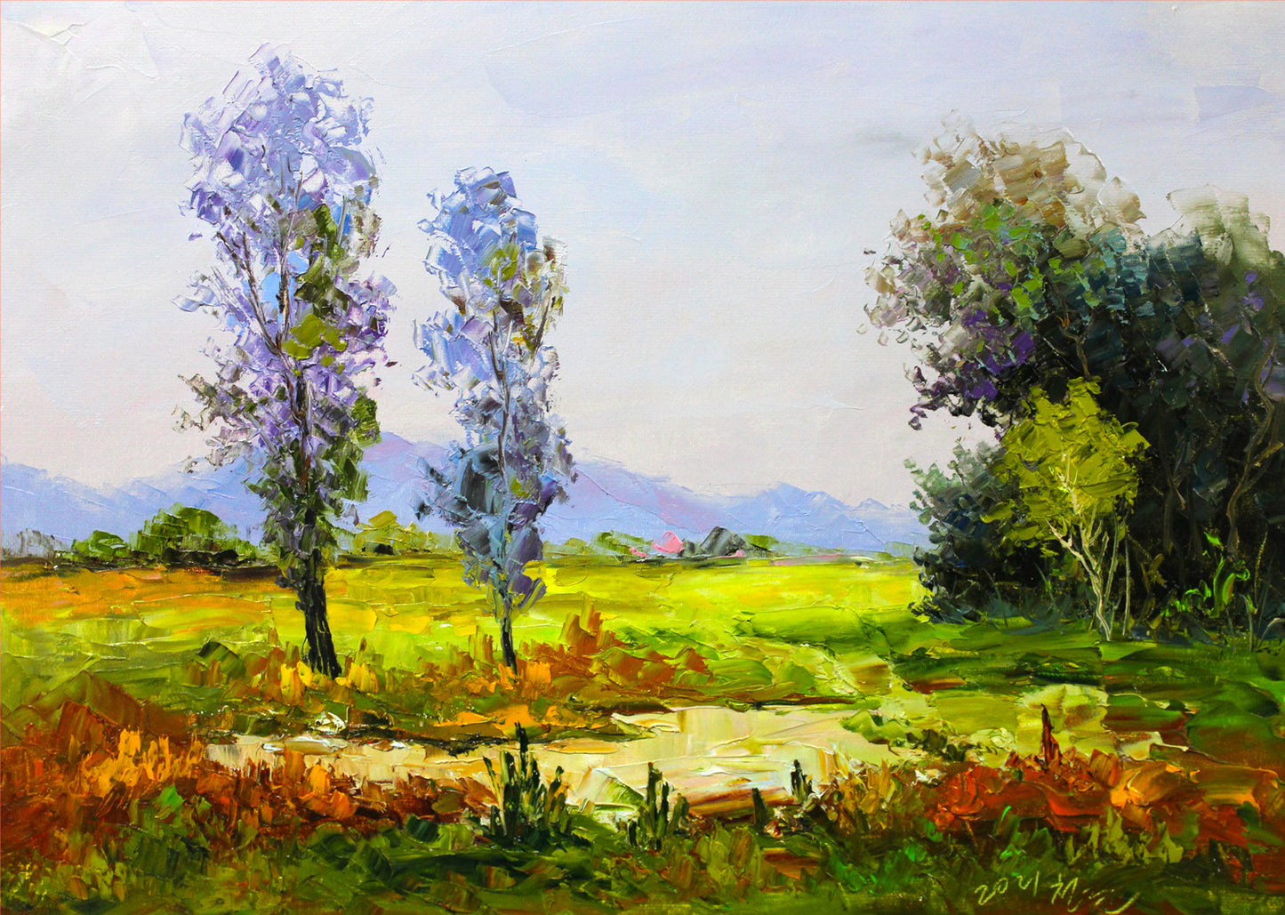 Mountain View Landscape Oil Painting by Kim Chol Jun 8136