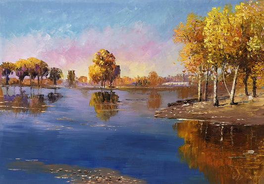 River Landscape Oil Painting by Lim Seung Hee 9090