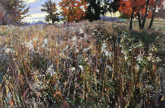 Tall Grass Oil Painting by Deok Won Jo | Original Autumn Meadow Landscape Art 9195