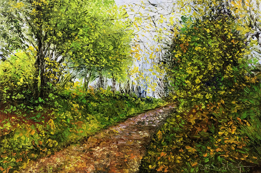 Original Oil Painting "The Path" by First-Class Painter Kim Jong Su – Collectible Hand-Painted Impressionist Forest Trail Landscape Art  9532
