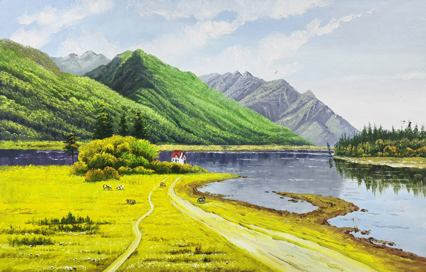 "Country Serenity" – Original Realistic Autumn Landscape Oil Painting by Master Choe Myong Song 9792