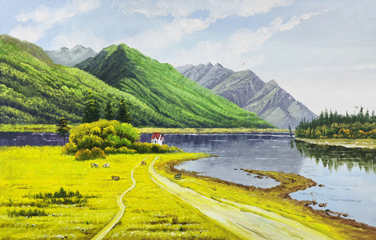 "Country Serenity" – Original Realistic Autumn Landscape Oil Painting by Master Choe Myong Song 9792