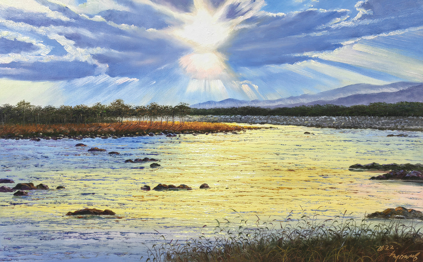 "Vast Clear Sky" – Original Masterpiece Oil Painting by First-Class Artist Choe Myong Song 9799