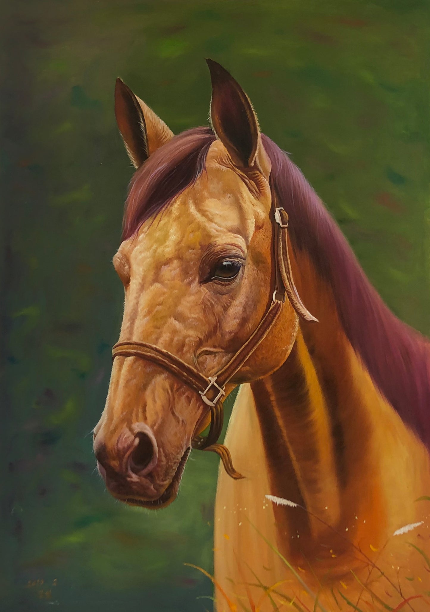 Horse Oil Painting by Kim Il | Original Hyperrealist Wildlife Art br1465