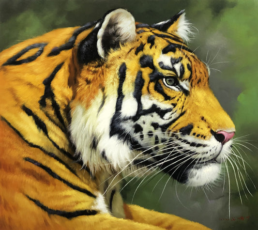 Original Oil Painting – Tiger Portrait | Hand‑Painted Hyper‑Realist Big Cat Art by Kim Kyung Mi G2135