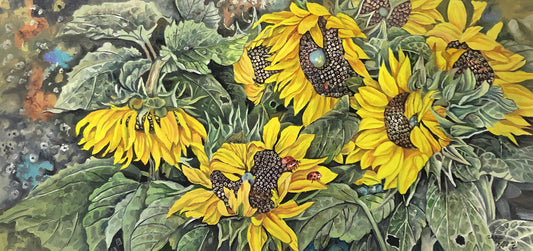 Original Oil Painting "Sunflowers in Golden Glow" by Hong Myong Il (First-Class Artist) | 100x49cm Textured Impressionist Floral Masterpiece for Entryway & Living Room G2222
