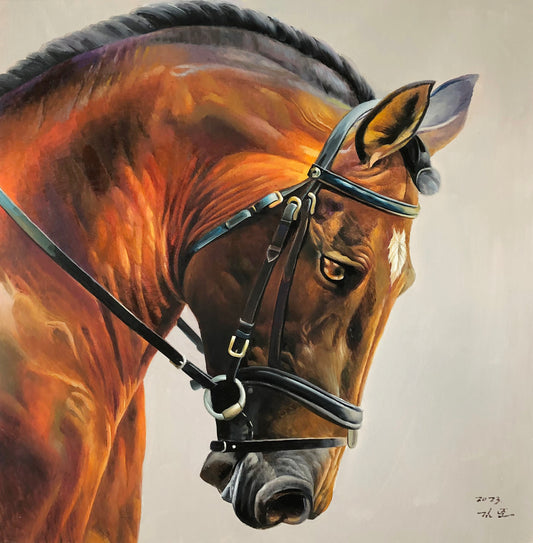 "The Noble Steed" – Original Realistic Horse Portrait Oil Painting by Master Artist Kim Jun G2601