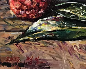 Original Oil Painting "Good Luck & Lychee" by Hong Mingri, First-Class Artist | Still Life Wall Art for Dining Room G2470