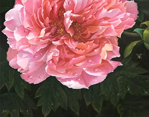 Original Oil Painting "Blooming Prosperity" by Meritorious Artist Park Hyun-cheol | Hand-Painted Peony Wall Art for Entryway 12871