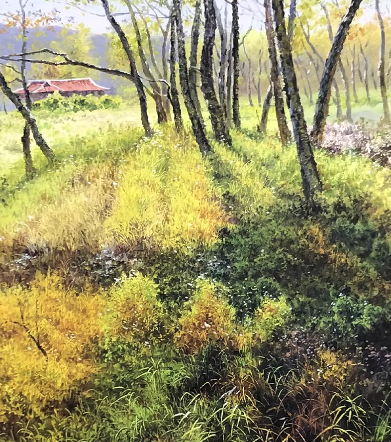 Original Oil Painting "Cabin in the Woods" by First-Class Artist Kim Chenglong | Hand-Painted Landscape Wall Art for Collection 12818