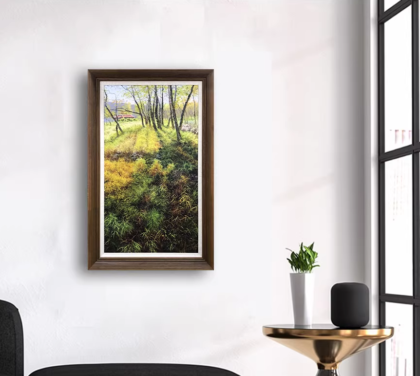 Original Oil Painting "Cabin in the Woods" by First-Class Artist Kim Chenglong | Hand-Painted Landscape Wall Art for Collection 12818