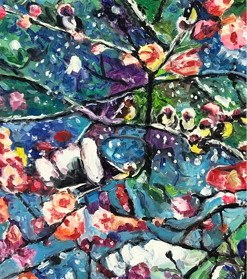 Original One-of-a-Kind Oil Painting "Winter" by First-Class Artist Hong Mingri | Premium Floral Landscape Wall Art G2407