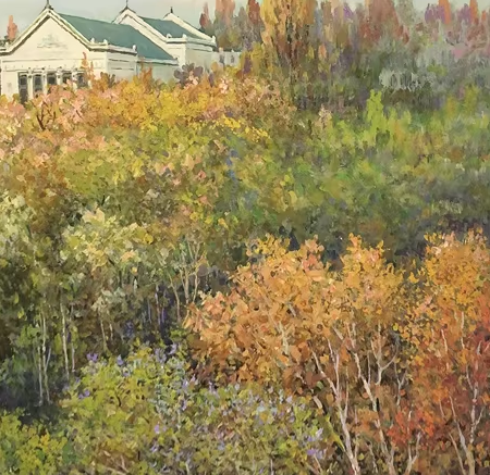 Original Oil Painting "Autumn Mood" by Meritorious Artist Shin Seong-cheol | Hand-Painted Autumn Landscape Wall Art 12730