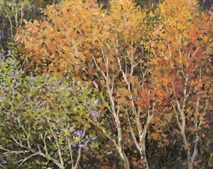 Original Oil Painting "Autumn Mood" by Meritorious Artist Shin Seong-cheol | Hand-Painted Autumn Landscape Wall Art 12730