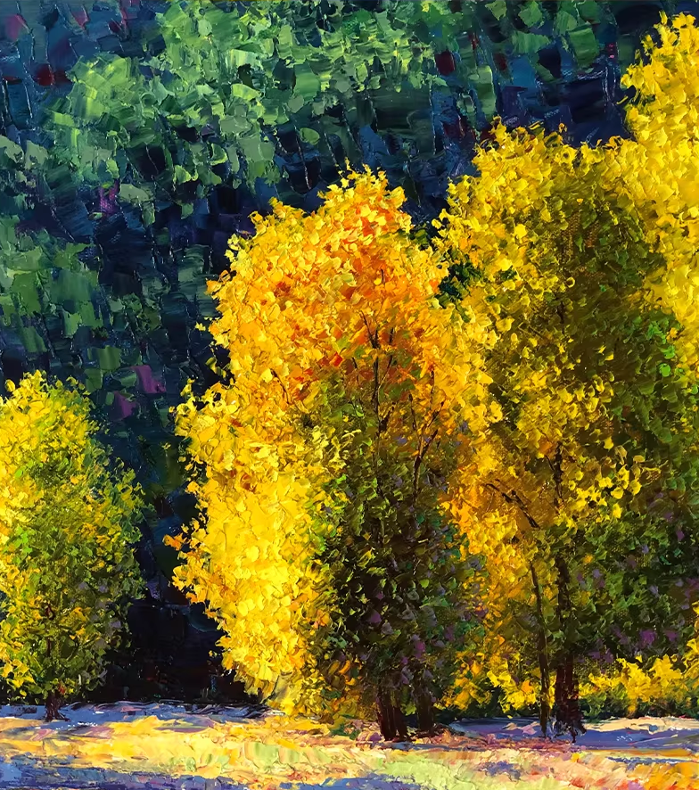 Original Oil Painting "Colorful Autumn Forest" by First-Class Artist Kim Cheol-jun | Hand-Painted Autumn Landscape Wall Art 12986