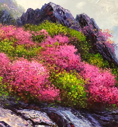 Original Oil Painting "Ever-Flowing Stream" by First-Class Painter Kim Cheol-jun – Collectible Hand-Painted Landscape Art 12951