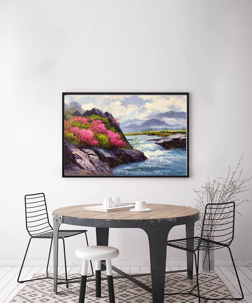 Original Oil Painting "Ever-Flowing Stream" by First-Class Painter Kim Cheol-jun – Collectible Hand-Painted Landscape Art 12951